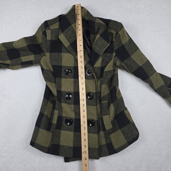 Rampage Y2K Peacoat Small Juniors Olive Green Caviar Plaid Grunge Preppy Jacket - Picture 4 of 6